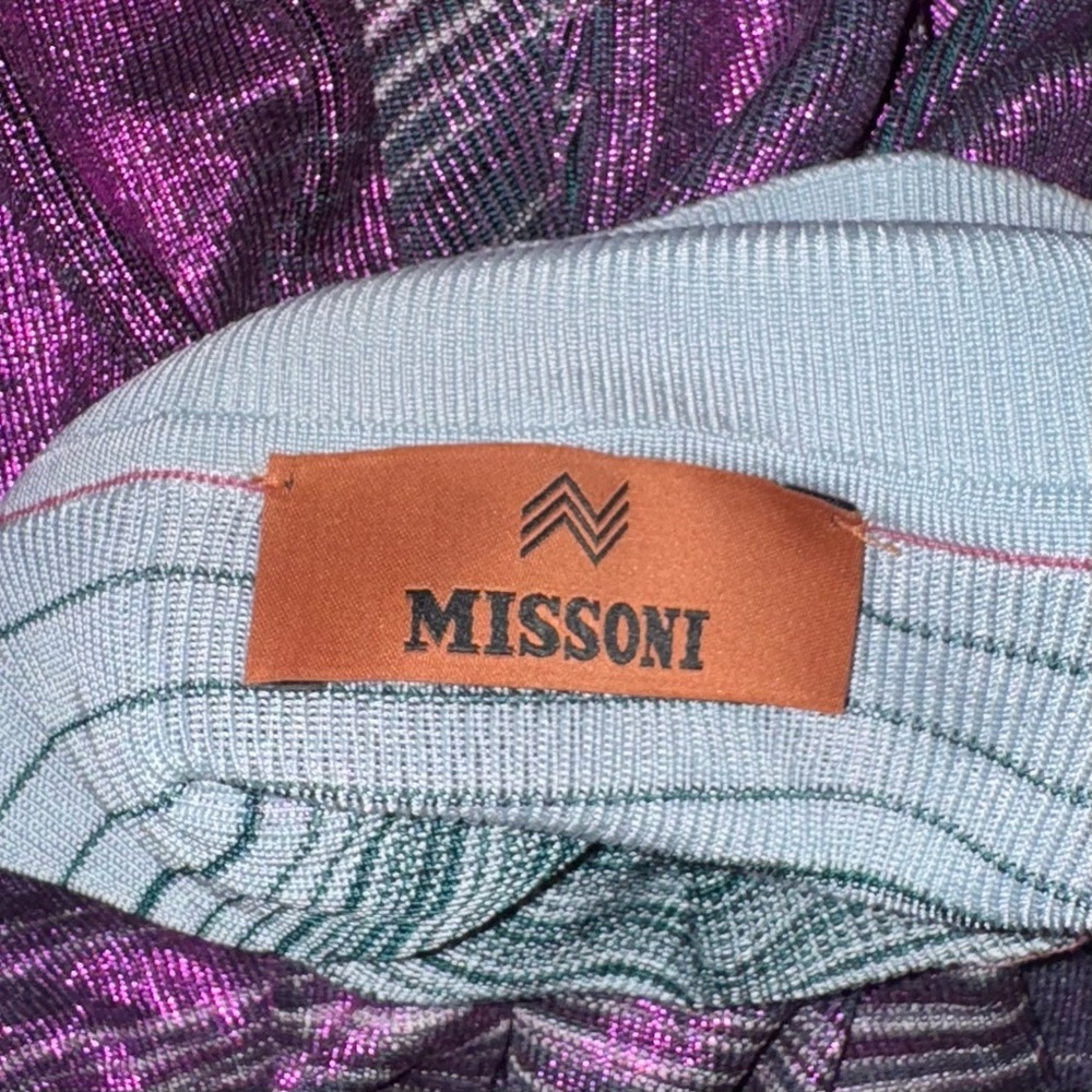 New Missoni Mini Long Sleeve Dress Metallic Purple Fall Knit Revolve Rare - Picture 3 of 10